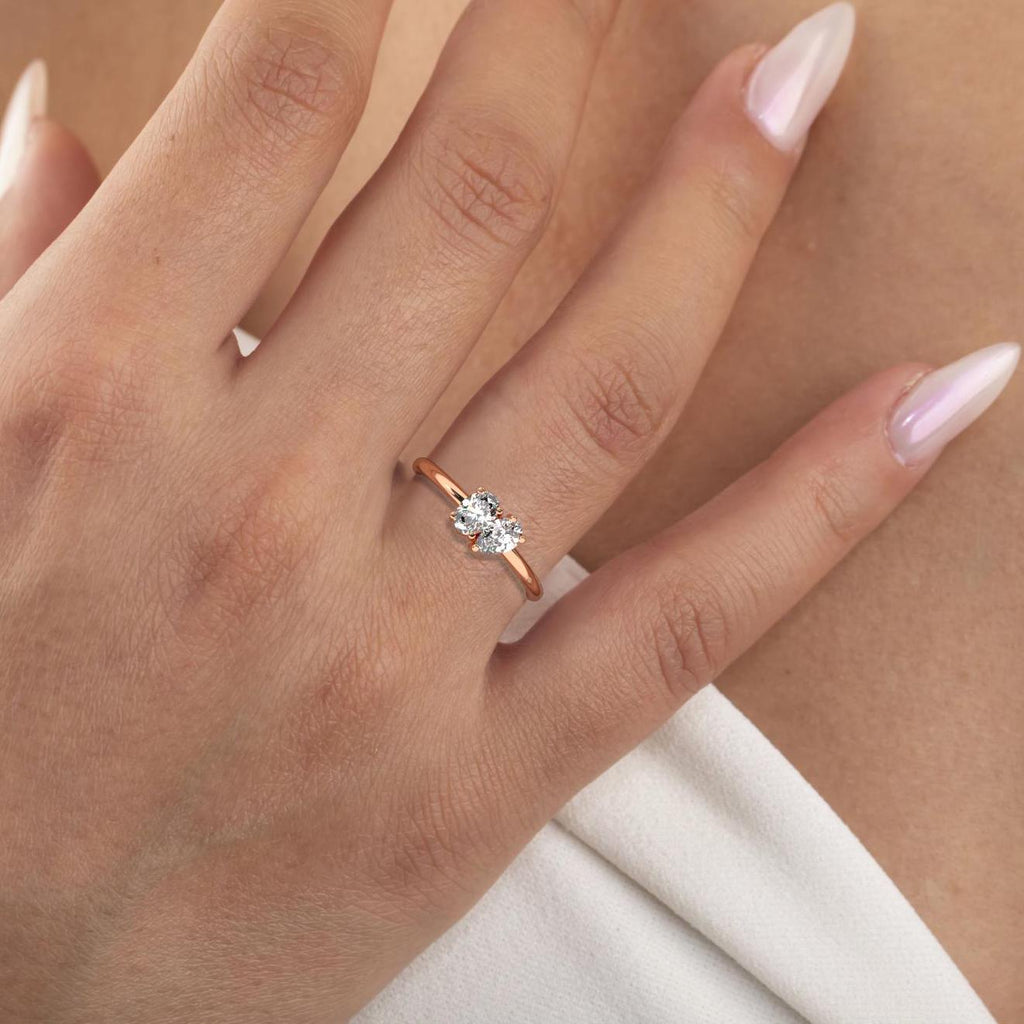 Oval and Pear Cut Toi Et Moi Diamond Ring / 0.50 or 1 Ct Double You and I Ring / Diamond Wedding Band / Diamond Engagement Ring