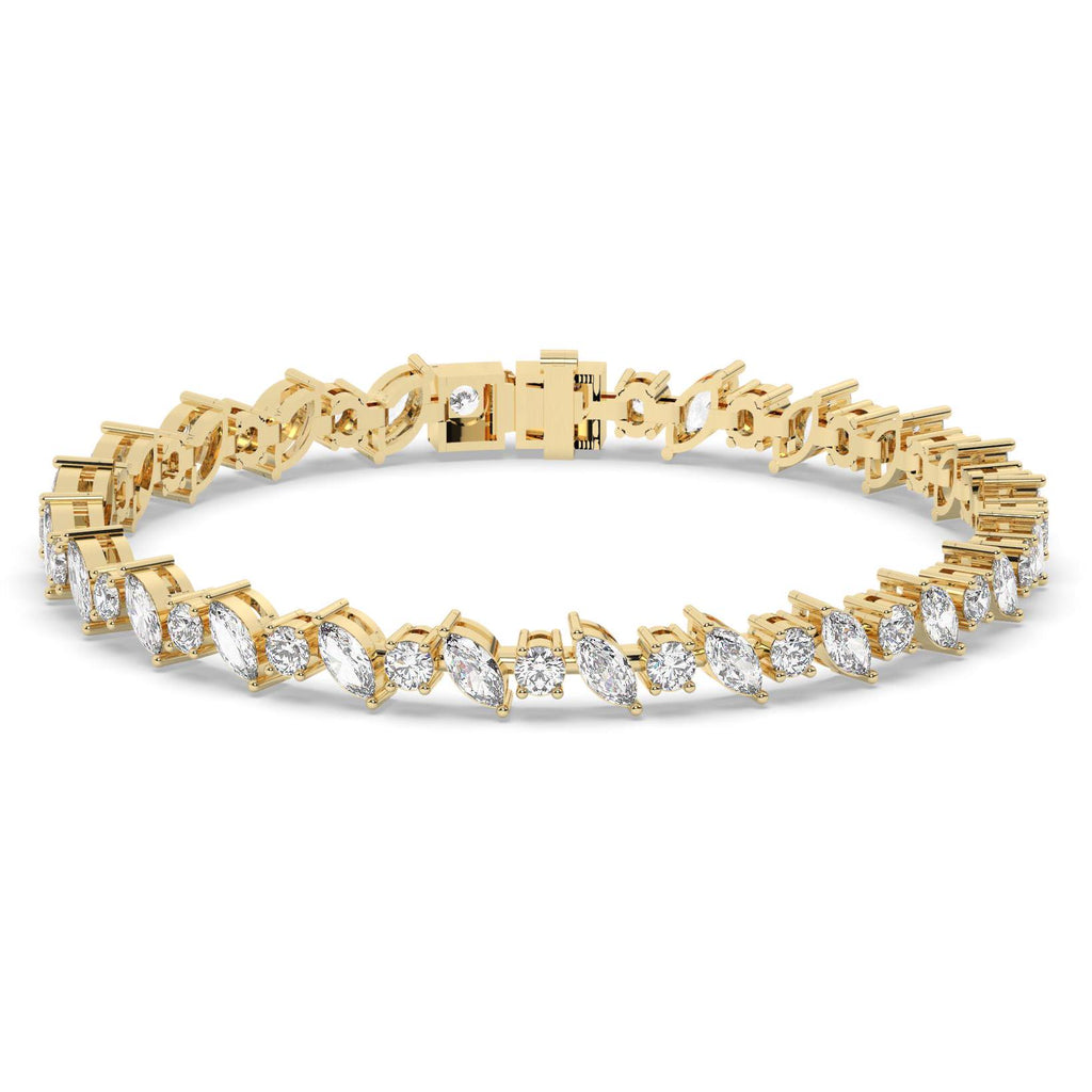 Alternating Marquise and Round Cut Diamond Tennis Bracelet / 4CT 14k Gold and Diamond Elegant Bracelet / Anniversary Birthday Gift for her