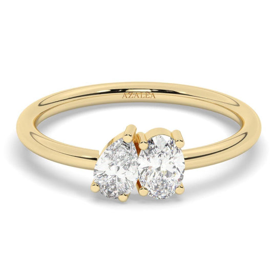 Oval and Pear Cut Toi Et Moi Diamond Ring / 0.50 or 1 Ct Double You and I Ring / Diamond Wedding Band / Diamond Engagement Ring