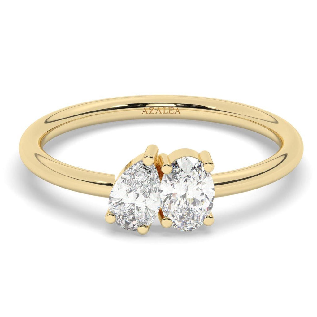 Oval and Pear Cut Toi Et Moi Diamond Ring / 0.50 or 1 Ct Double You and I Ring / Diamond Wedding Band / Diamond Engagement Ring