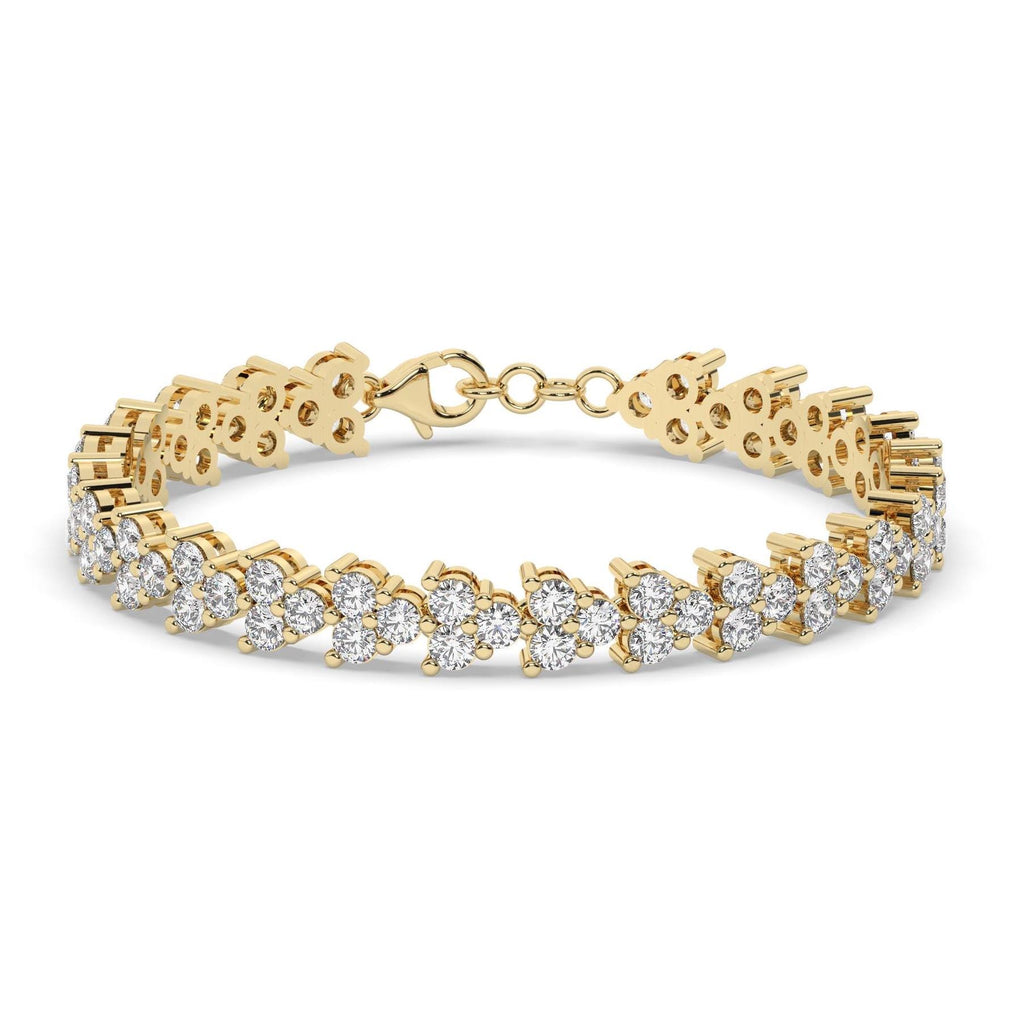 Cluster Tennis Bracelet / 14k Gold and Diamond Elegant Bracelet / Anniversary Birthday Bridal Gift for her