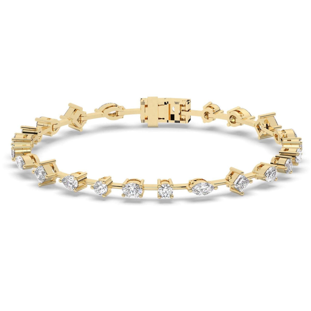 Spaced Out Mix Shape Diamond Tennis Bracelet / 3 CT 14k Gold and Diamond Elegant Bracelet / Anniversary Birthday Gift for her