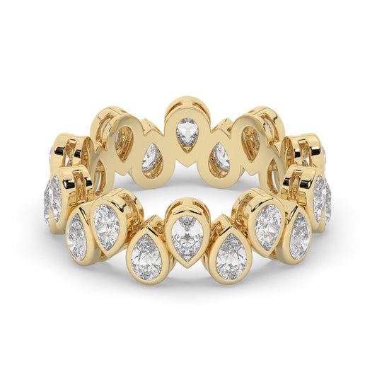 Pear Shape Diamond Full Eternity Wedding Band / 2 Ct Bezel Set Eternity Ring / 14K Gold Diamond Wedding Ring / Lab and Natural Diamond