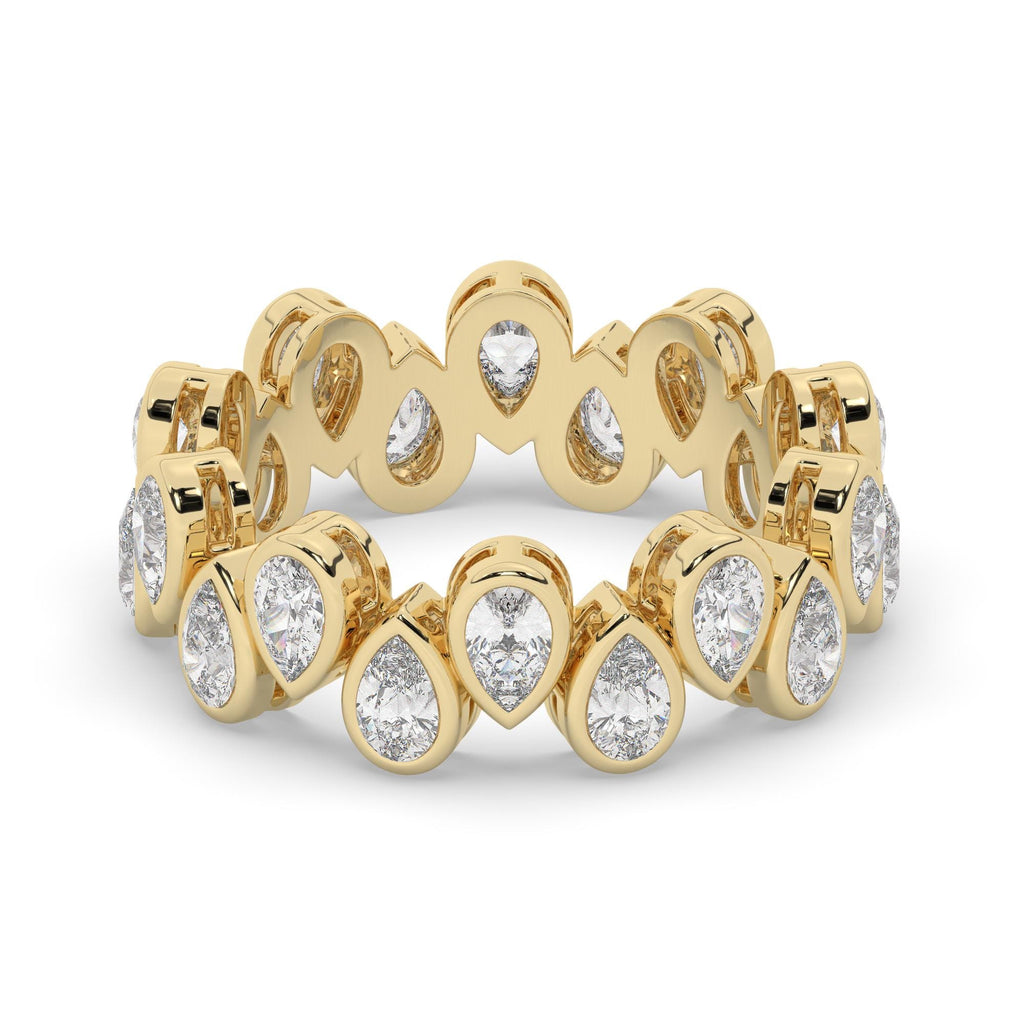 Pear Shape Diamond Full Eternity Wedding Band / 2 Ct Bezel Set Eternity Ring / 14K Gold Diamond Wedding Ring / Lab and Natural Diamond