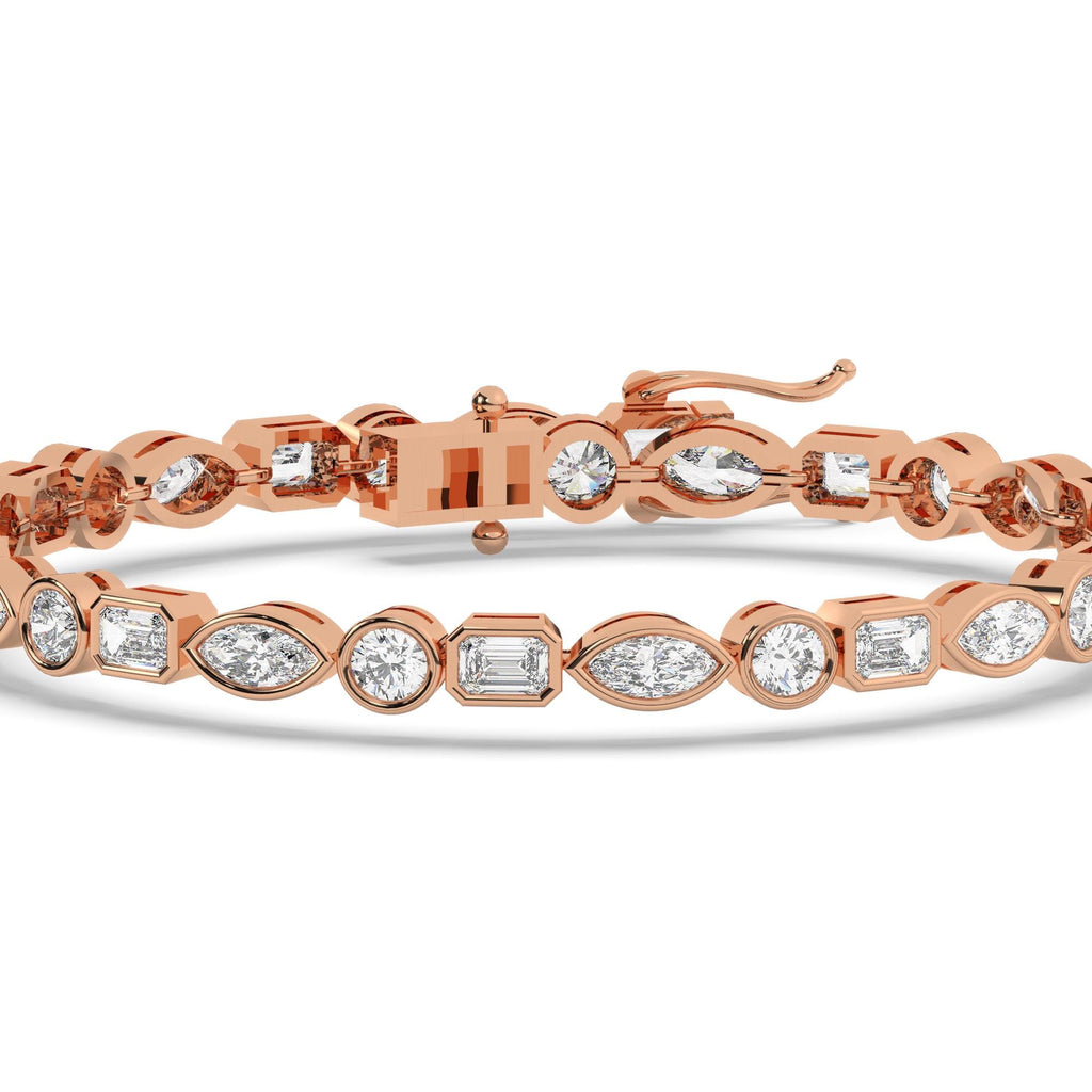 Multi Shape Diamond Bezel Tennis Bracelet