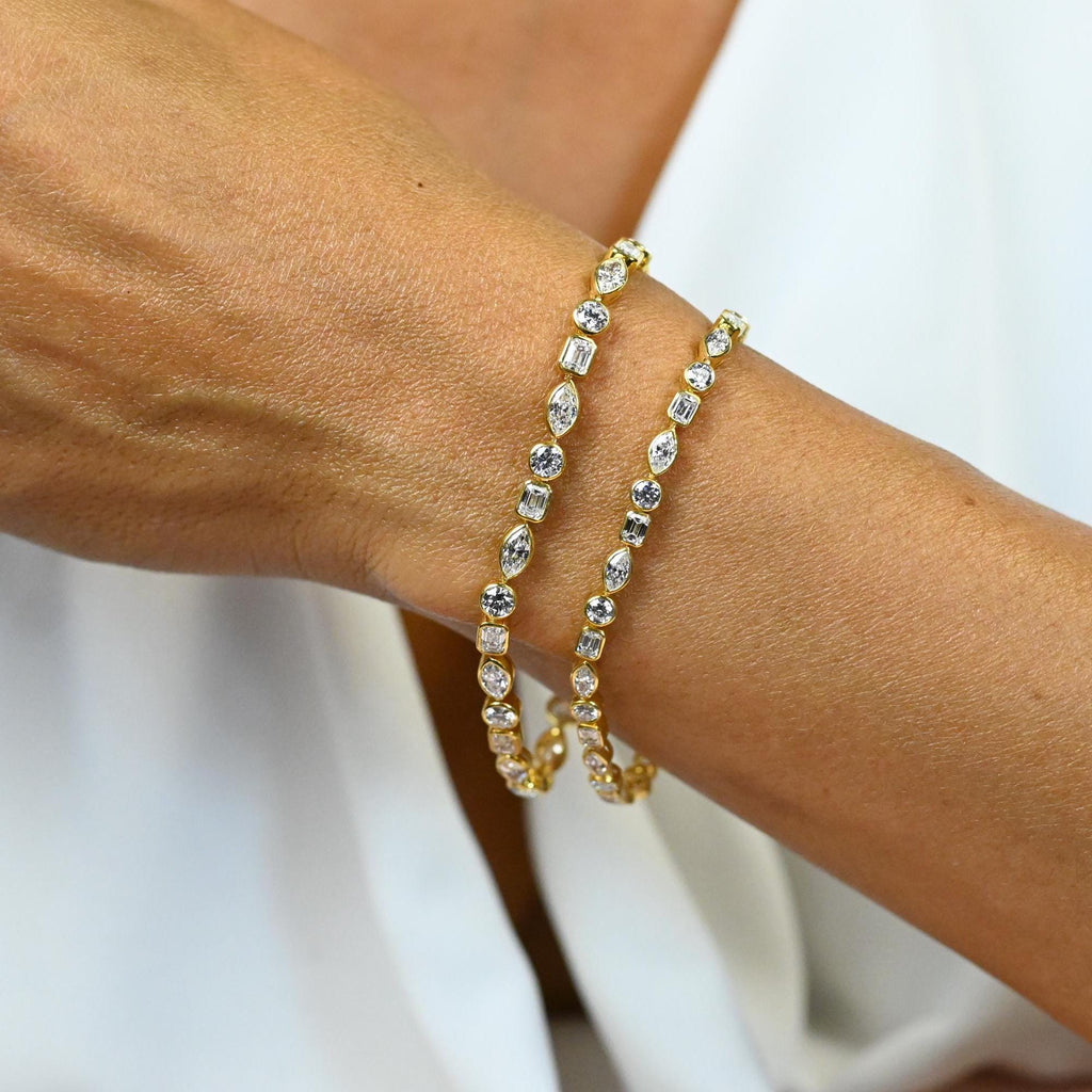 Multi Shape Diamond Bezel Tennis Bracelet
