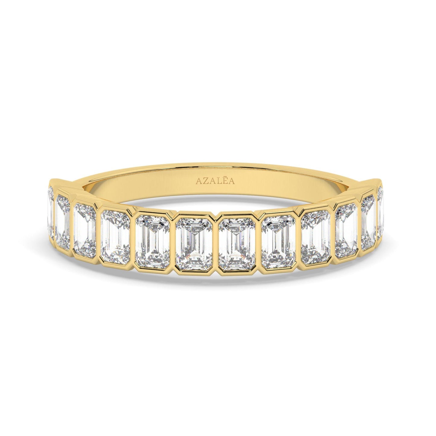 Emerald Cut Diamond Wedding Band / 1.8- 3.2 Ct Bezel Halfway Eternity Wedding Ring / Diamond Anniversary Ring / Wedding Gift