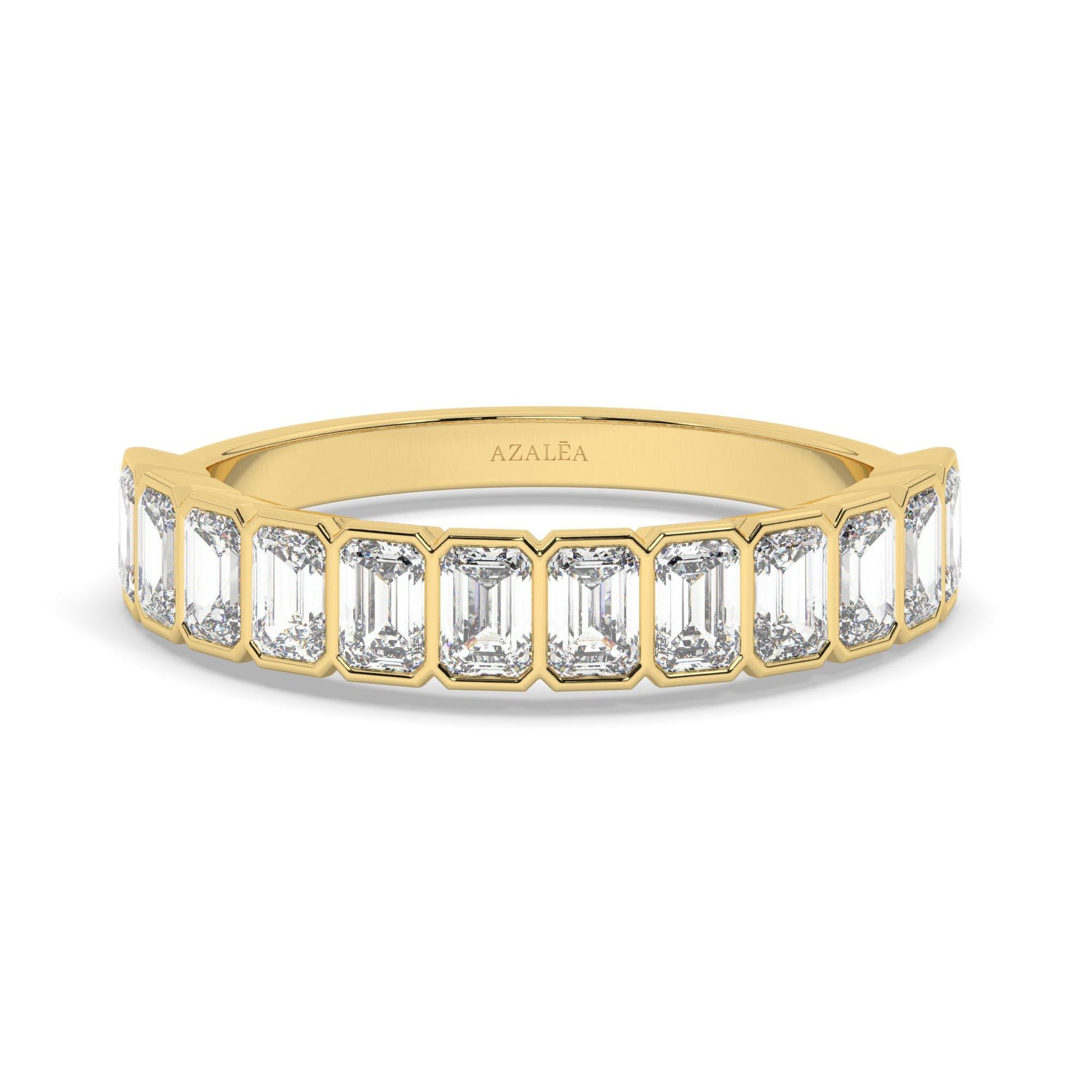 Emerald Cut Diamond Wedding Band / 1.8- 3.2 Ct Bezel Halfway Eternity Wedding Ring / Diamond Anniversary Ring / Wedding Gift