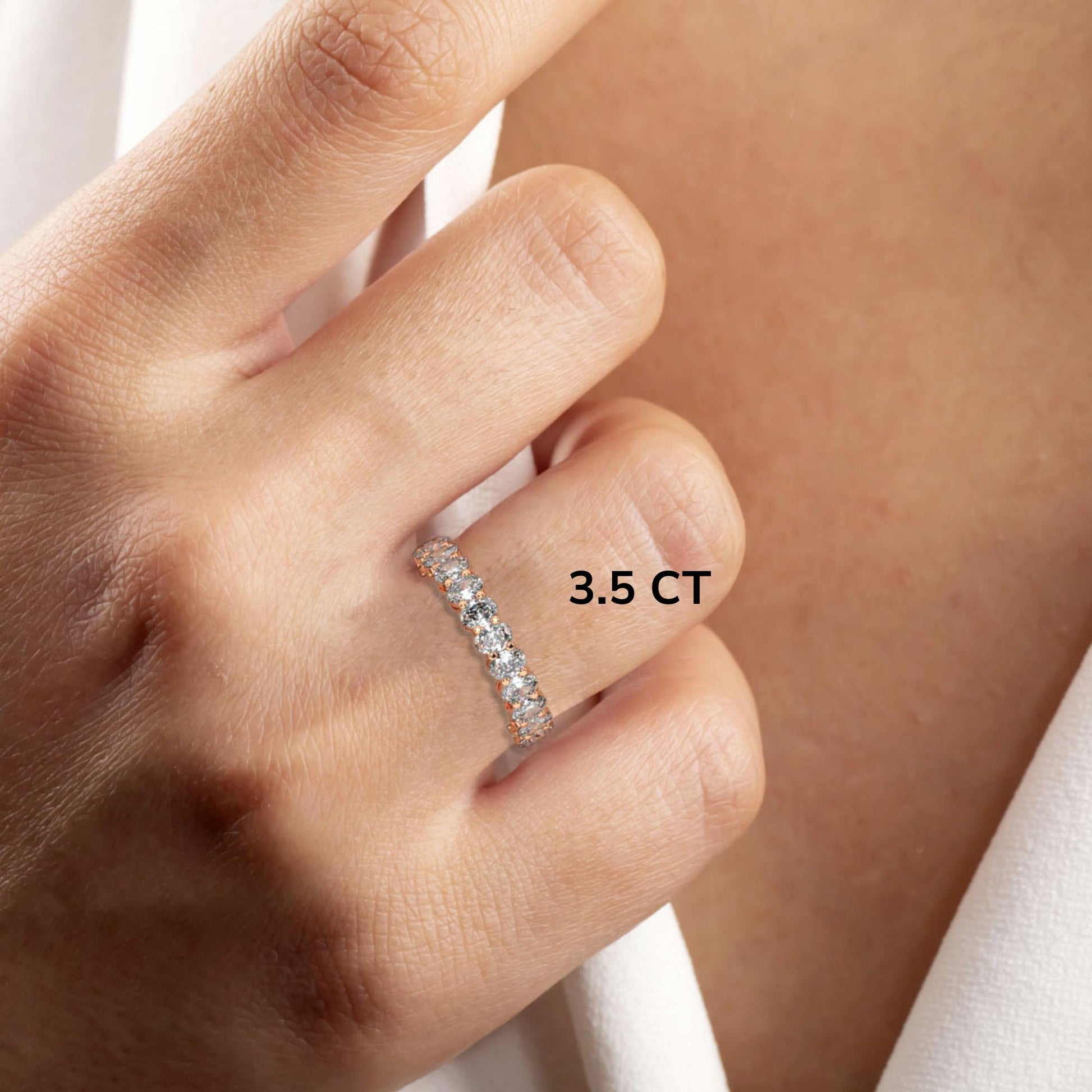 Oval Cut Full Eternity Diamond Wedding Band / 3.5 and 5 Ct Prong Set Wedding Ring / Diamond Anniversary Ring / Wedding Gift