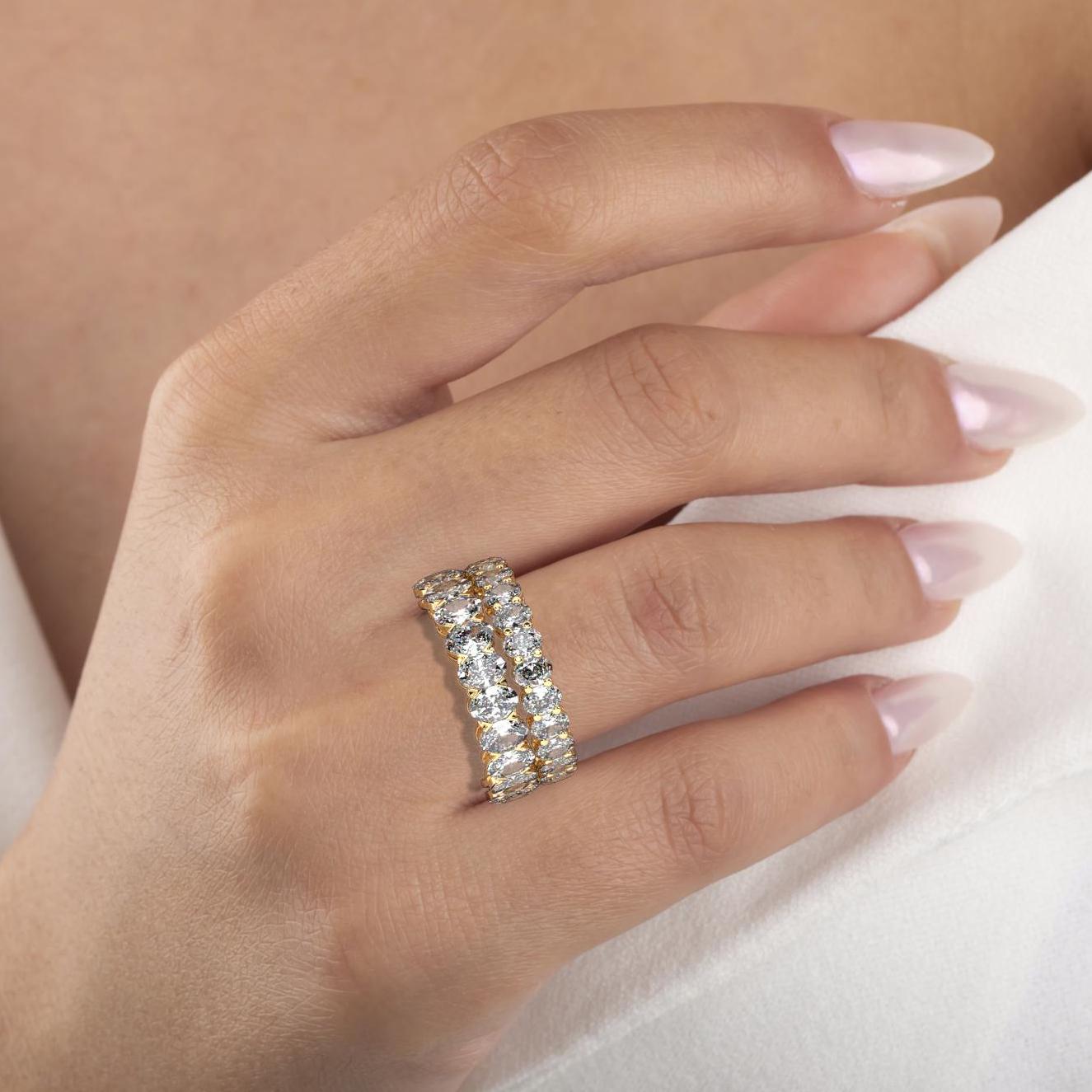 Oval Cut Full Eternity Diamond Wedding Band / 3.5 and 5 Ct Prong Set Wedding Ring / Diamond Anniversary Ring / Wedding Gift