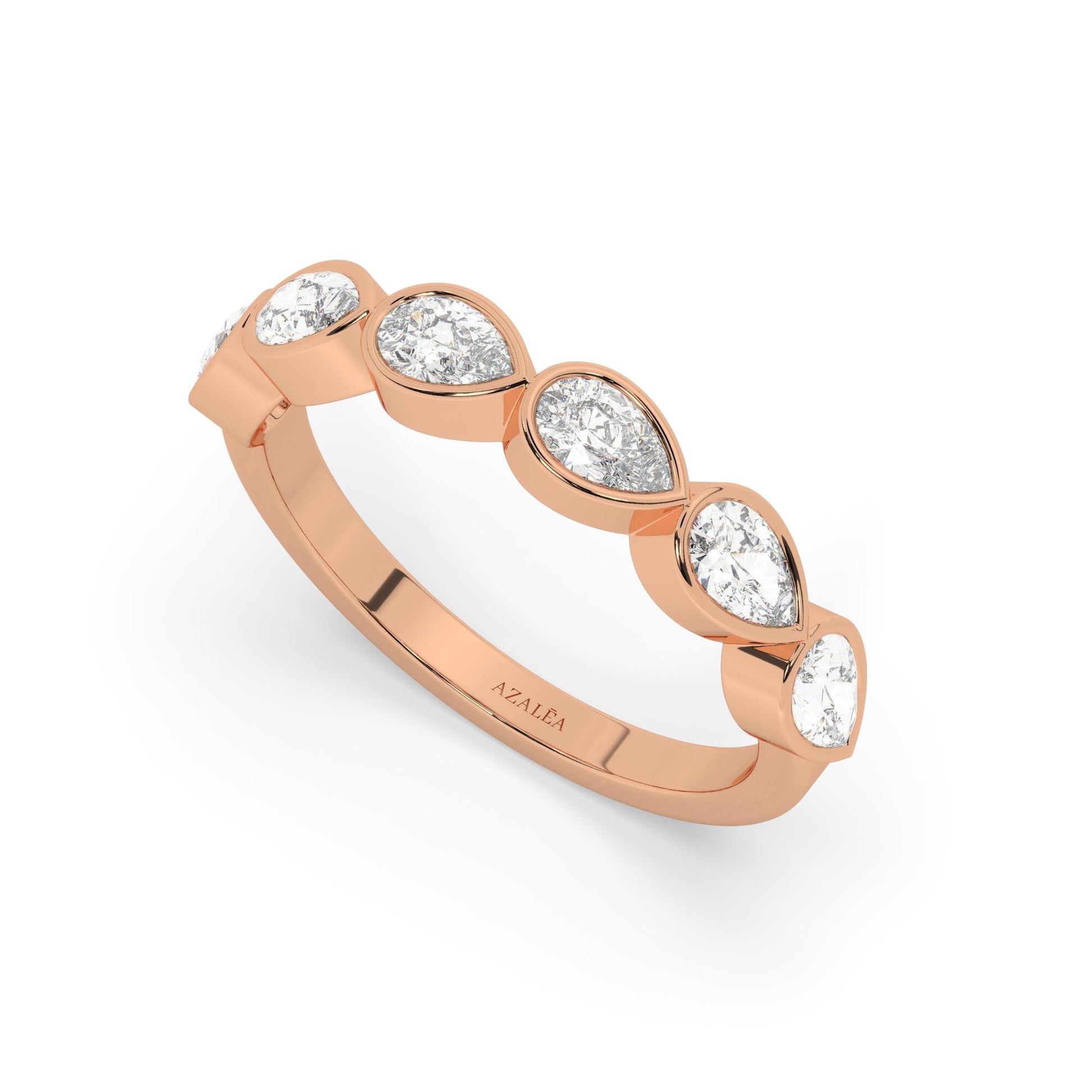 Pear Shape Diamond Bezel Diamond Wedding Band / 0.7-1.2 Ct Bezel Set Half Eternity Wedding Ring / Diamond Anniversary Ring / Wedding Gift
