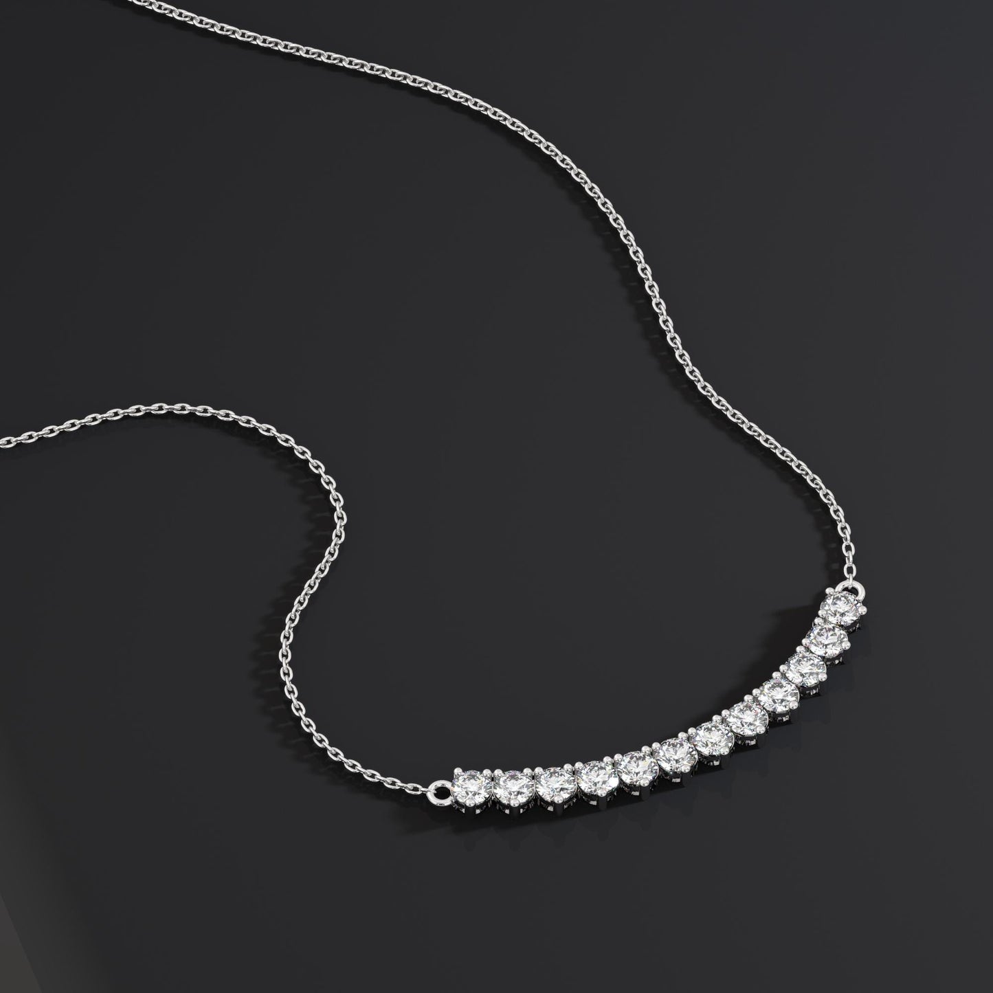 14k Diamond Curved Necklace: 2.2ct Statement Jewelry