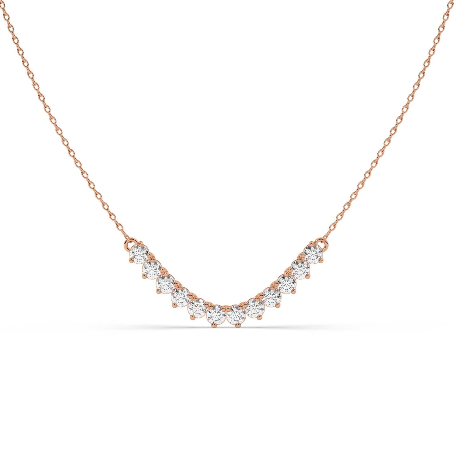 14k Diamond Curved Necklace: 2.2ct Statement Jewelry