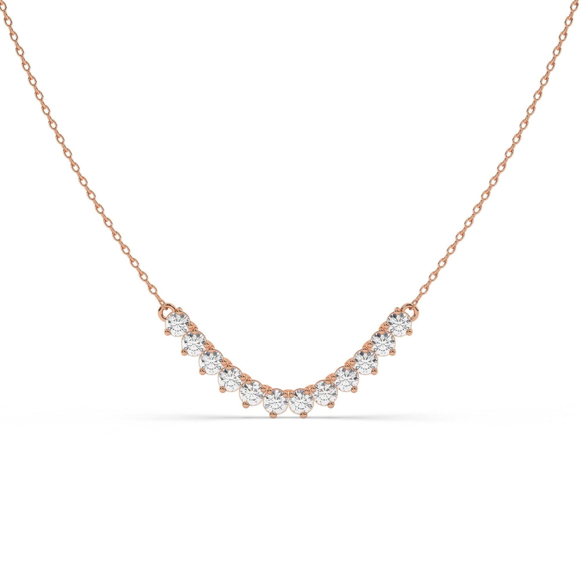 14k Diamond Curved Necklace: 2.2ct Statement Jewelry