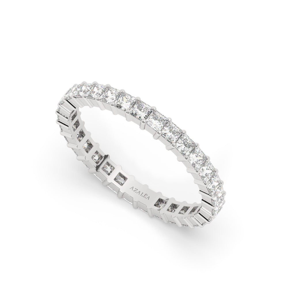 Princess Cut Diamond Wedding Band / 1.25- 1.8- 2.6 Ct Full Eternity Wedding Ring / Diamond Anniversary Ring / Wedding Gift