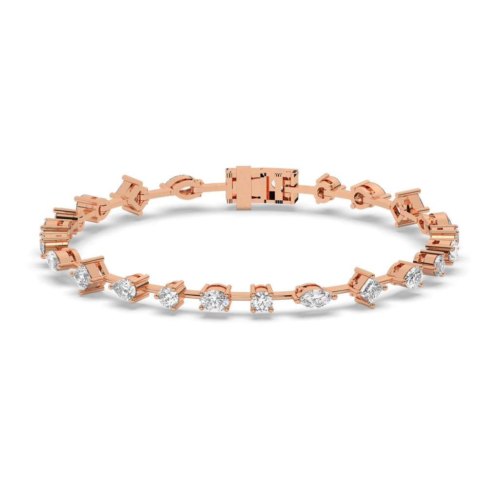 Spaced Out Mix Shape Diamond Tennis Bracelet / 3 CT 14k Gold and Diamond Elegant Bracelet / Anniversary Birthday Gift for her