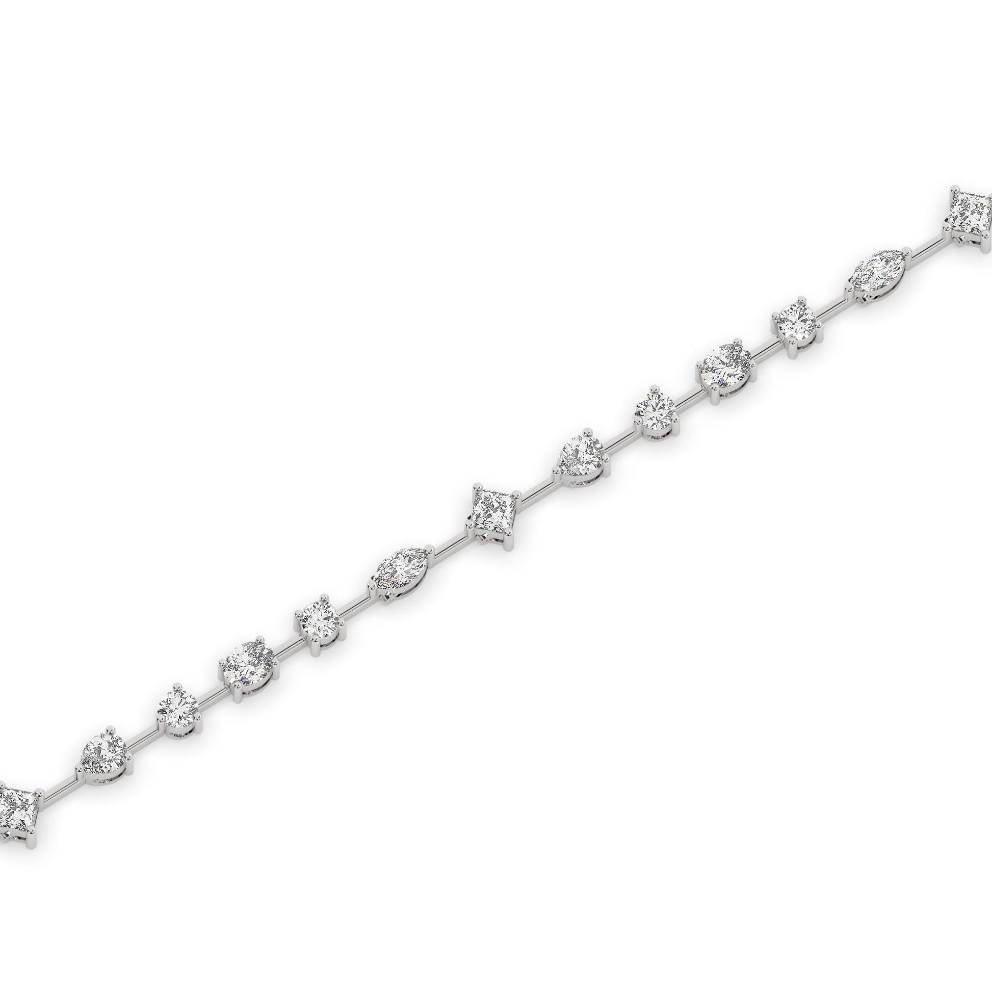 Spaced Out Mix Shape Diamond Tennis Bracelet / 3 CT 14k Gold and Diamond Elegant Bracelet / Anniversary Birthday Gift for her