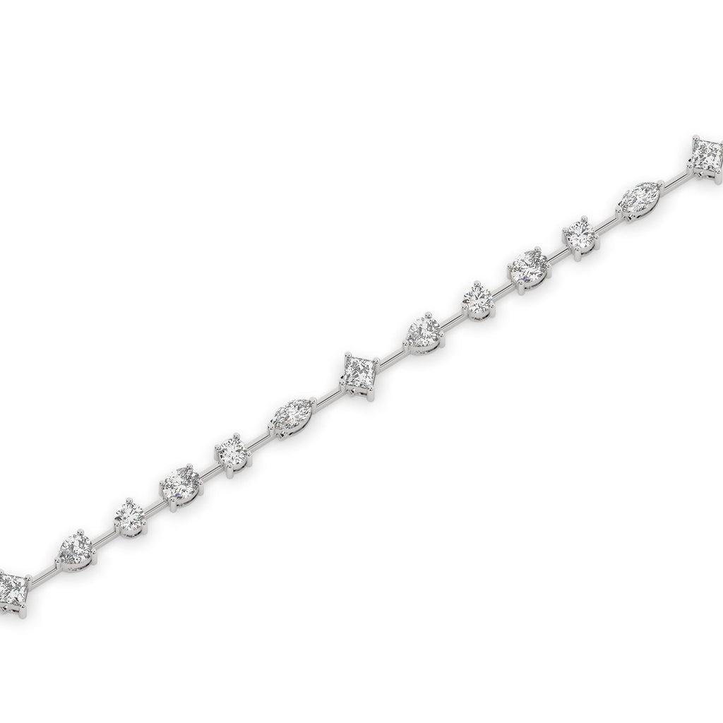 Spaced Out Mix Shape Diamond Tennis Bracelet / 3 CT 14k Gold and Diamond Elegant Bracelet / Anniversary Birthday Gift for her