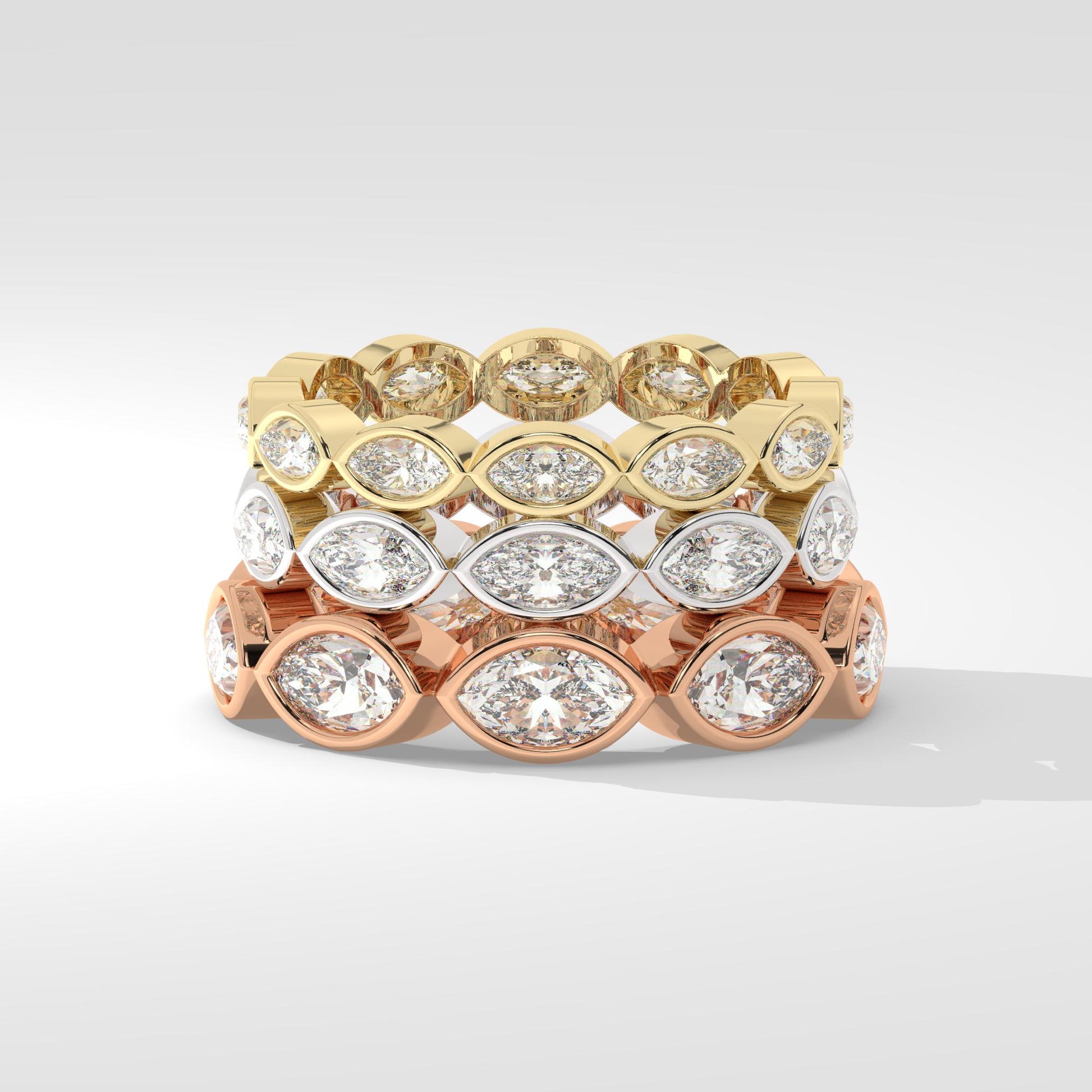 Marquise Cut Bezel Diamond Wedding Band / 0.8-1.8 Ct Bezel Full Eternity Wedding /Diamond Anniversary Ring / Wedding Gift