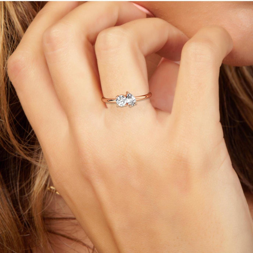 Round and Pear Cut Toi Et Moi Diamond Ring / 0.50 or 1 Ct Double You and I Ring / Diamond Wedding Band / Diamond Engagement Ring