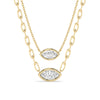 Marquise Cut Bezel Set Diamond Solitaire Necklace / 14k Gold Bezel Necklace / Paperclip & Link Chain / Gift for her