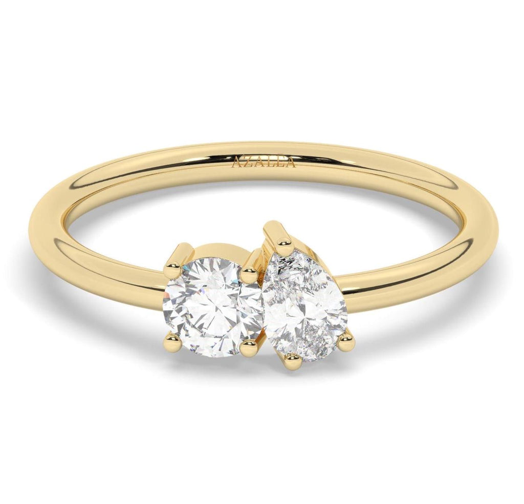 Round and Pear Cut Toi Et Moi Diamond Ring / 0.50 or 1 Ct Double You and I Ring / Diamond Wedding Band / Diamond Engagement Ring