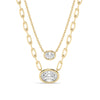 Oval Cut Bezel Set Diamond Solitaire Necklace / 14k Gold Bezel Necklace / Paperclip & Link Chain / Gift for her