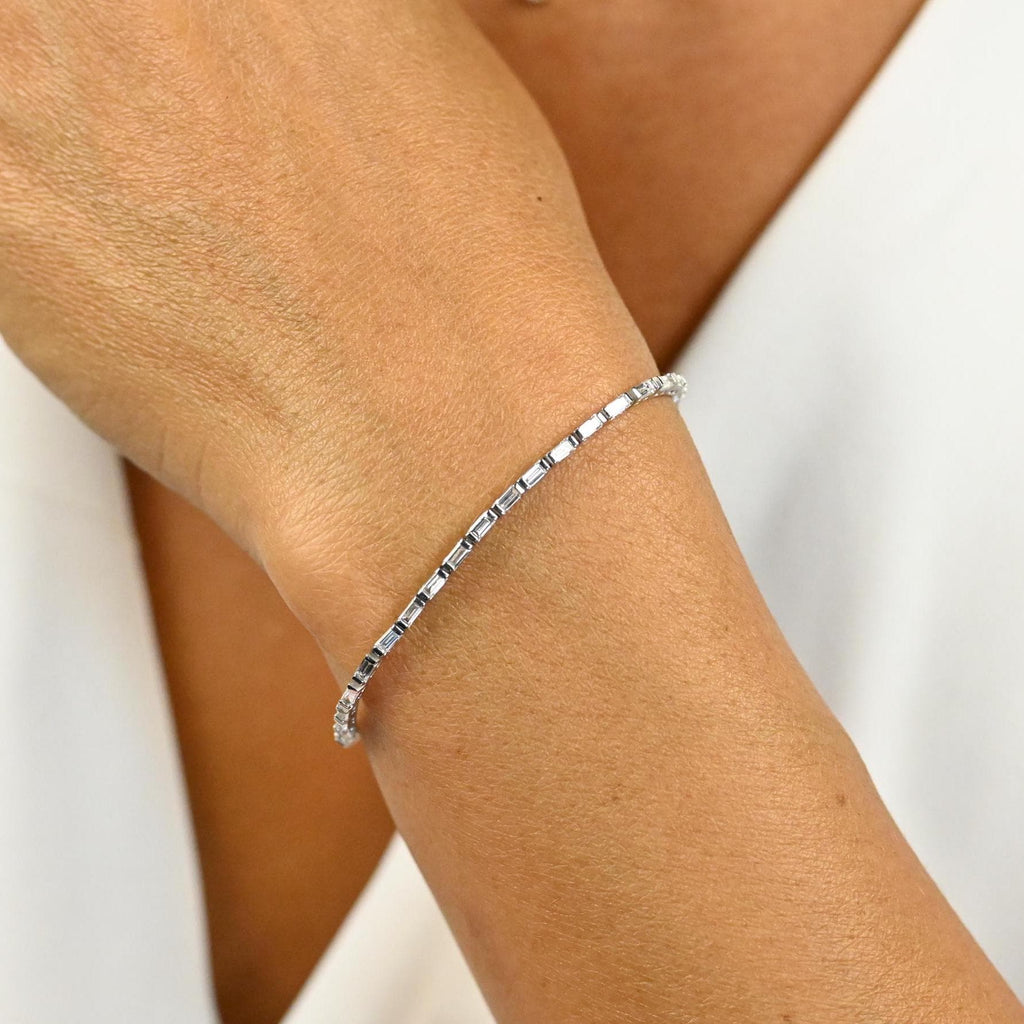 Baguette Diamond Tennis Bracelet / 2.4 CT to 6.5 CT 14k Baguette Diamond Bracelet / Diamond Bracelet / Birthday Graduation Anniversary Gift