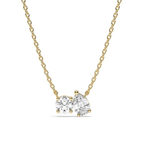 Toi Et Moi Diamond Necklace: Round & Pear Double Solitaire, 0.50-1 Ct