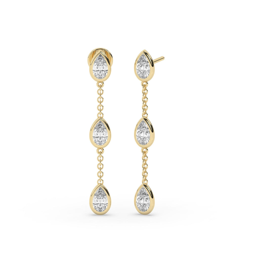 Dangle & Drop Earrings / 14k Gold Dangling Prong Natural Diamond Drop Earrings Gift for Birthday Anniversary Bridal