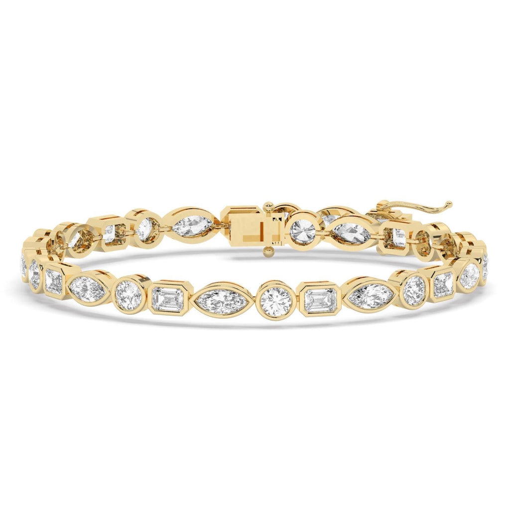 Multi Shape Diamond Bezel Tennis Bracelet / 14k Gold and Diamond Tennis Bracelet / Birthday Graduation Anniversary Gift