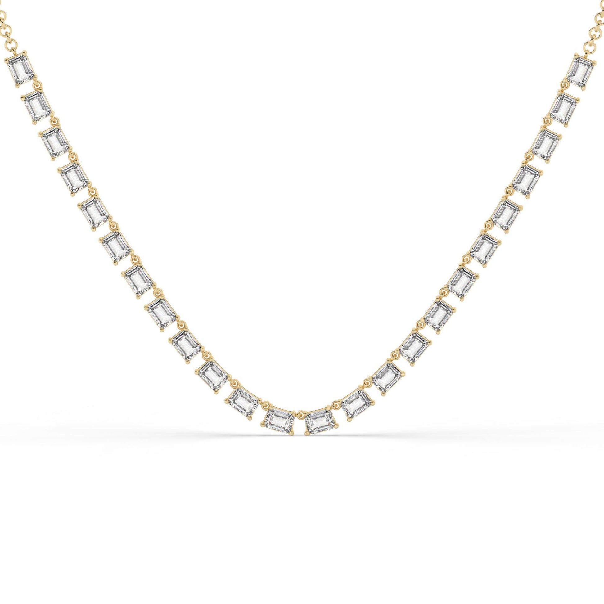 Emerald Diamond Tennis Necklace / 14k Gold Diamond Necklace / ... CT Diamond Necklace / Anniversary Bridal Birthday Gift