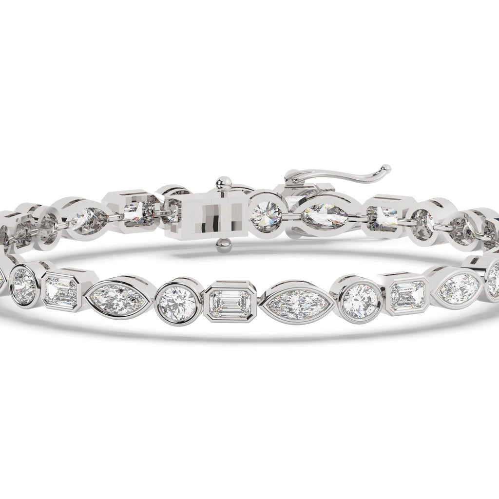 Multi Shape Diamond Bezel Tennis Bracelet