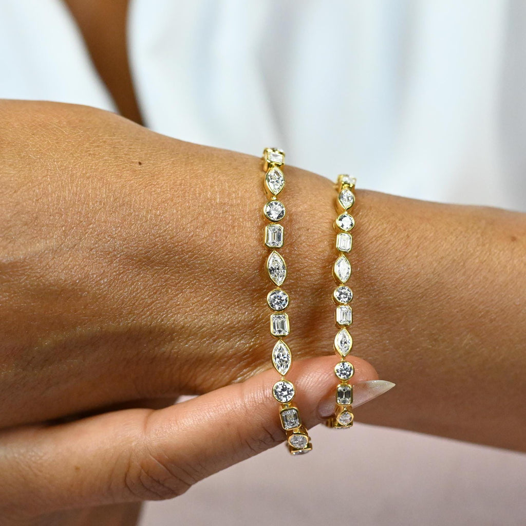 Multi Shape Diamond Bezel Tennis Bracelet