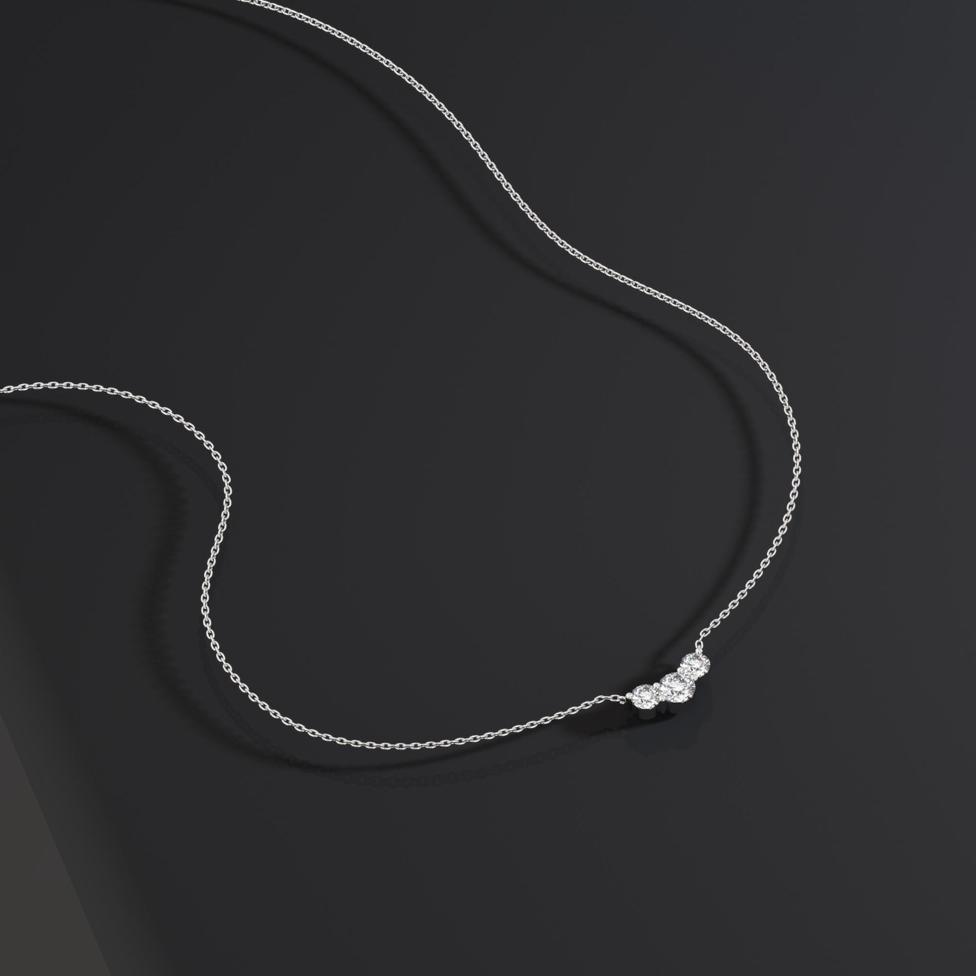 Curved Tria Necklace / 14k Curved Graduated Three Stone Necklace / Minimalist Diamond Necklace / Wedding bridal anniversary gift for her