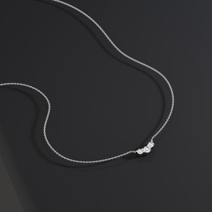Curved Tria Necklace / 14k Curved Graduated Three Stone Necklace / Minimalist Diamond Necklace / Wedding bridal anniversary gift for her