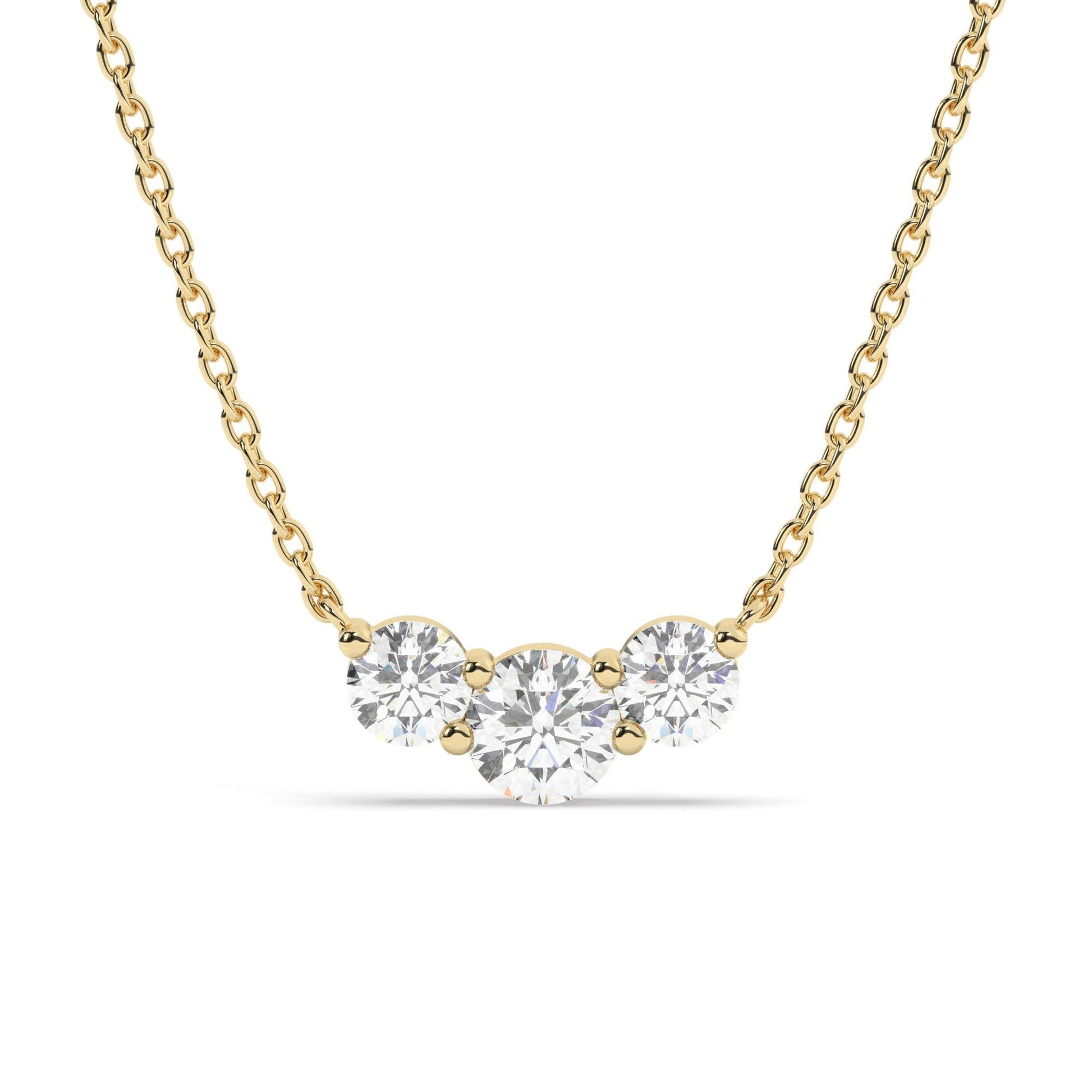 Curved Tria Necklace / 14k Curved Graduated Three Stone Necklace / Minimalist Diamond Necklace / Wedding bridal anniversary gift for her
