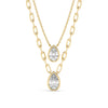 Pear Cut Bezel Setting Diamond Solitaire Necklace / 14k Gold Bezel Diamond Necklace / Paperclip & Link Chain / Gift for her