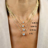 Round Cut Bezel Setting Diamond Solitaire Necklace / 14k Gold Bezel Diamond Necklace / Paperclip & Link Chain / Gift for her