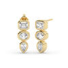 Pear Round and Emerald Double Bezel Diamond Stud Earrings / 14k 1.2 Ct Diamond Stud Earrings / Triple Diamond Earrings/ Gift for Her