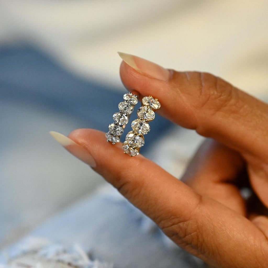 14k Gold Five Oval Diamond Promise Ring - Anniversary Wedding Band