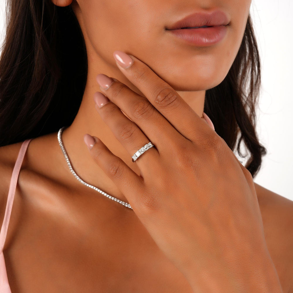 14k Gold Five Princess Cut Diamond Promise Ring (1-2.10 Carat)