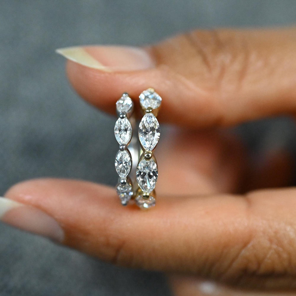 14k Gold Marquise Cut Diamond Promise Ring - Anniversary Band