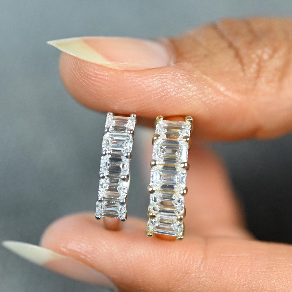 Emerald Cut Five Stone Diamond Promise Ring, 14k Gold Anniversary Band