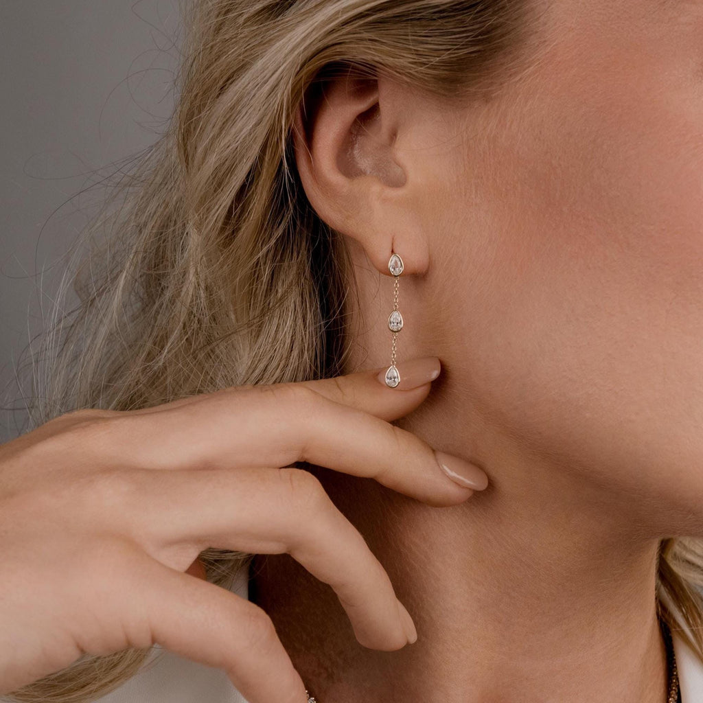 Dangle & Drop Earrings / 14k Gold Dangling Prong Natural Diamond Drop Earrings Gift for Birthday Anniversary Bridal