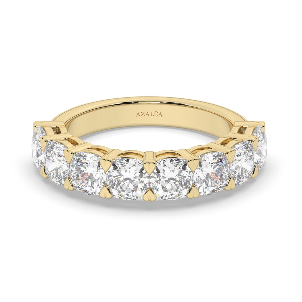 Elegant Cushion Cut Half Eternity Diamond Band in 14k Gold - Your Choice of Natural or Lab Grown / Halfway Cushion Cut Wedding Band