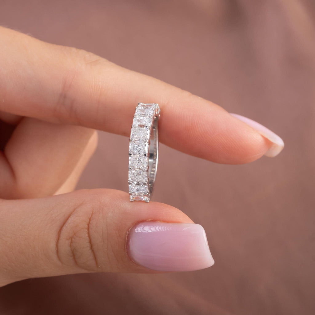 14k Gold Radiant Cut Diamond Half Eternity Wedding Band - 2.2 CT