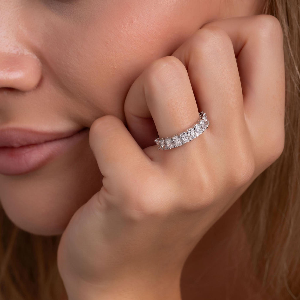 14k Gold Radiant Cut Diamond Half Eternity Wedding Band - 2.2 CT