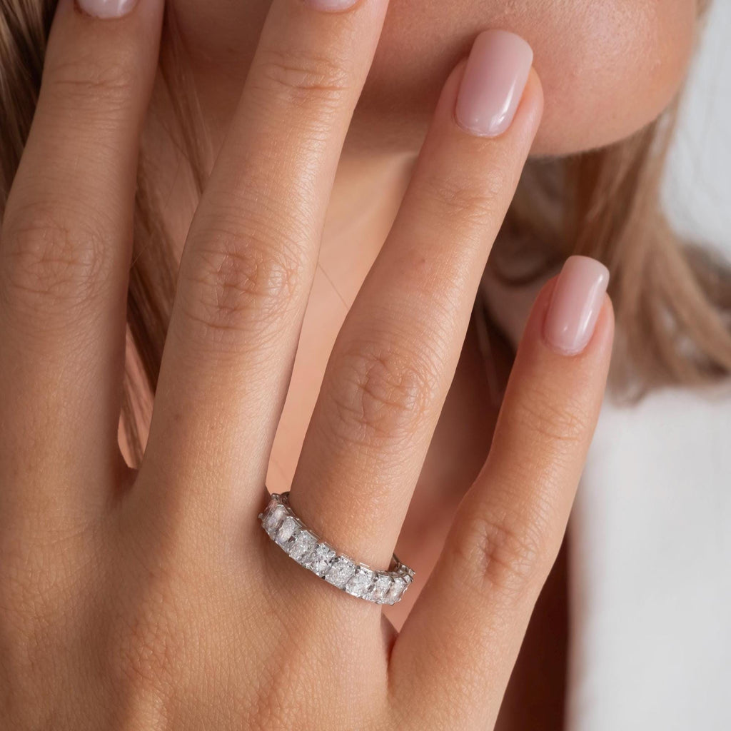 14k Gold Radiant Cut Diamond Half Eternity Wedding Band - 2.2 CT