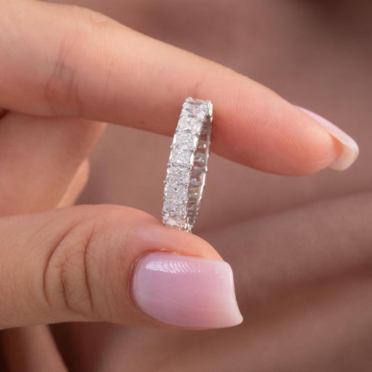 14k Gold Radiant Cut 2.4 CT Diamond Full Eternity Band/ Wedding Ring/ Stacking Ring/ Promise Ring/ Engagement Ring/ Lab or Natural Diamond